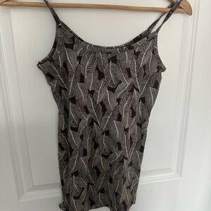 Banana Republic Brown and White/Cream Leaf Print Tank Top